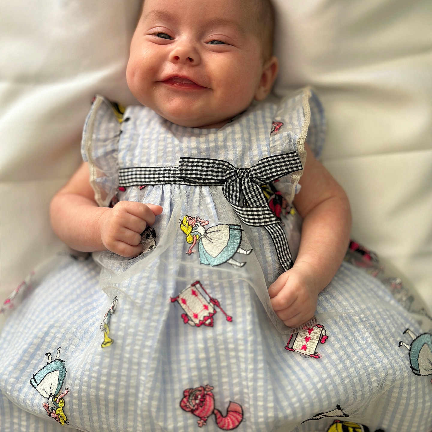 Lily-Ann joined the competition — help win amazing prizes! applique, baby, bed, blanket, clothing, cushion, dress, face, furniture, happy, head, homedecor, laughing, newborn, pattern, person, photography, portrait, quilt, smile