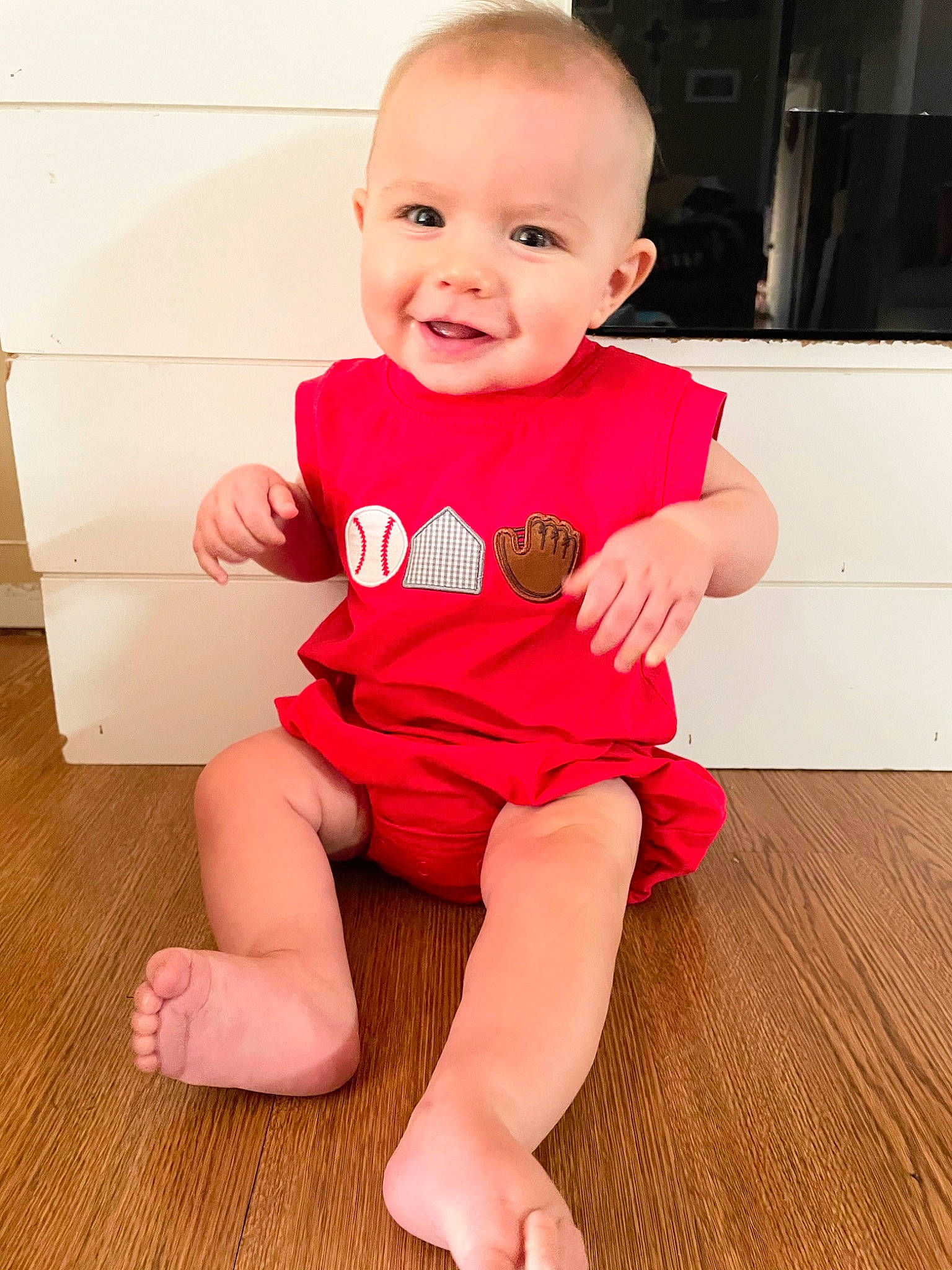 Eastyn joined the competition — help win amazing prizes! baby_toddler_clothing, cheek, eye, face, finger, floor, flooring, happy, head, iris, joint, joy, knee, neck, person, pink, shoulder, skin, sleeve, smile