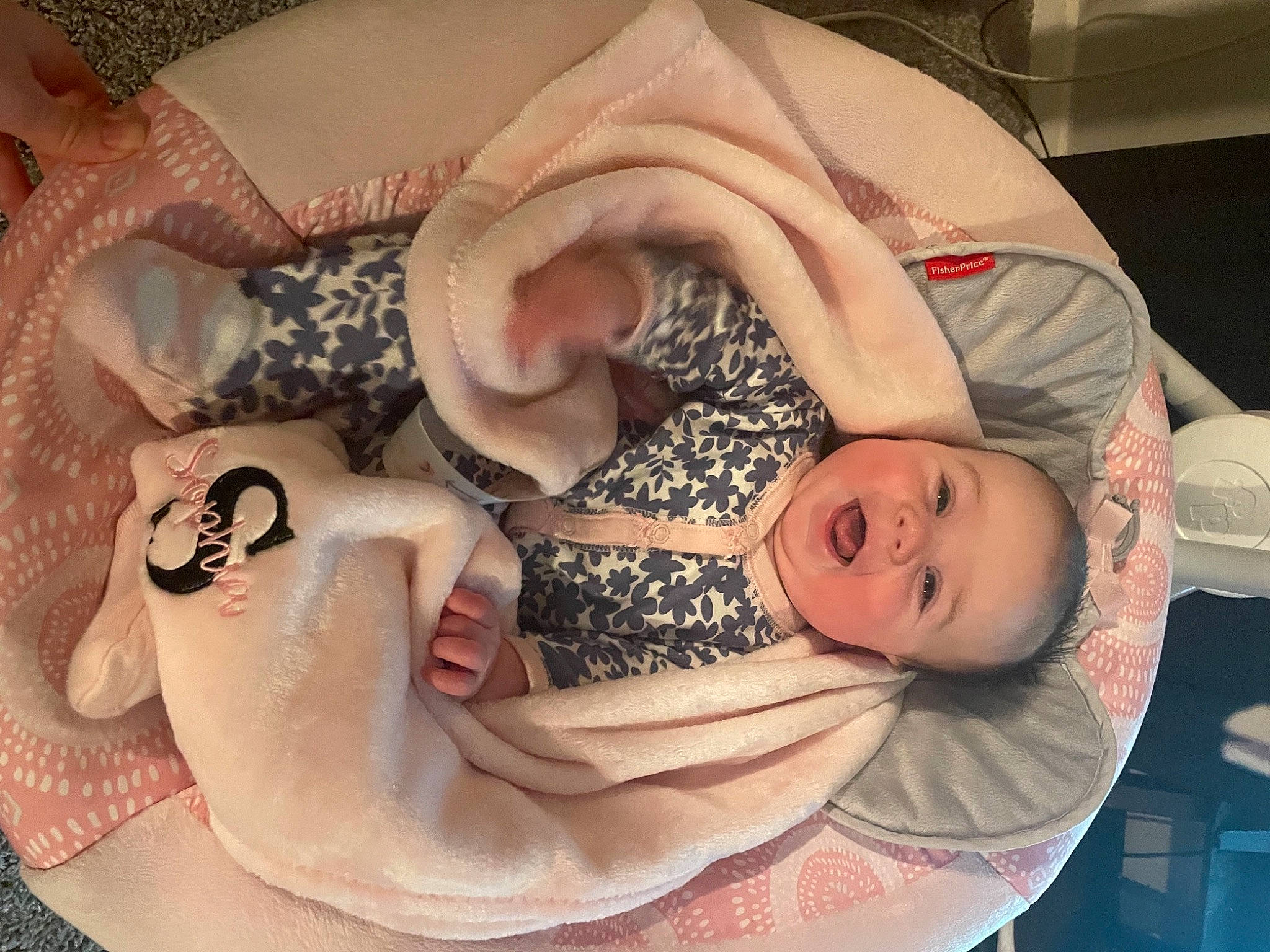 Sophia joined the competition — help win amazing prizes! baby, baby_toddler_clothing, cheek, child, comfort, eye, eyelash, face, fashion_accessory, finger, gesture, hand, head, headpiece, nail, pattern, person, pink, skin, smile