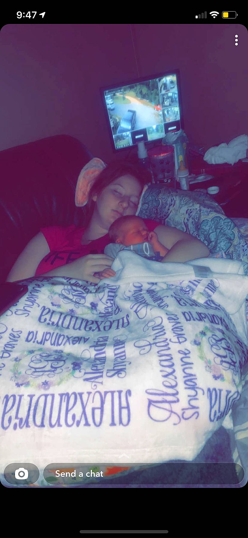 Alexandria joined the competition — help win amazing prizes! bed, bed_sheet, bedding, bedroom, bedtime, comfort, flesh, font, hat, linens, nap, person, publication, room, sleep, t_shirt, textile