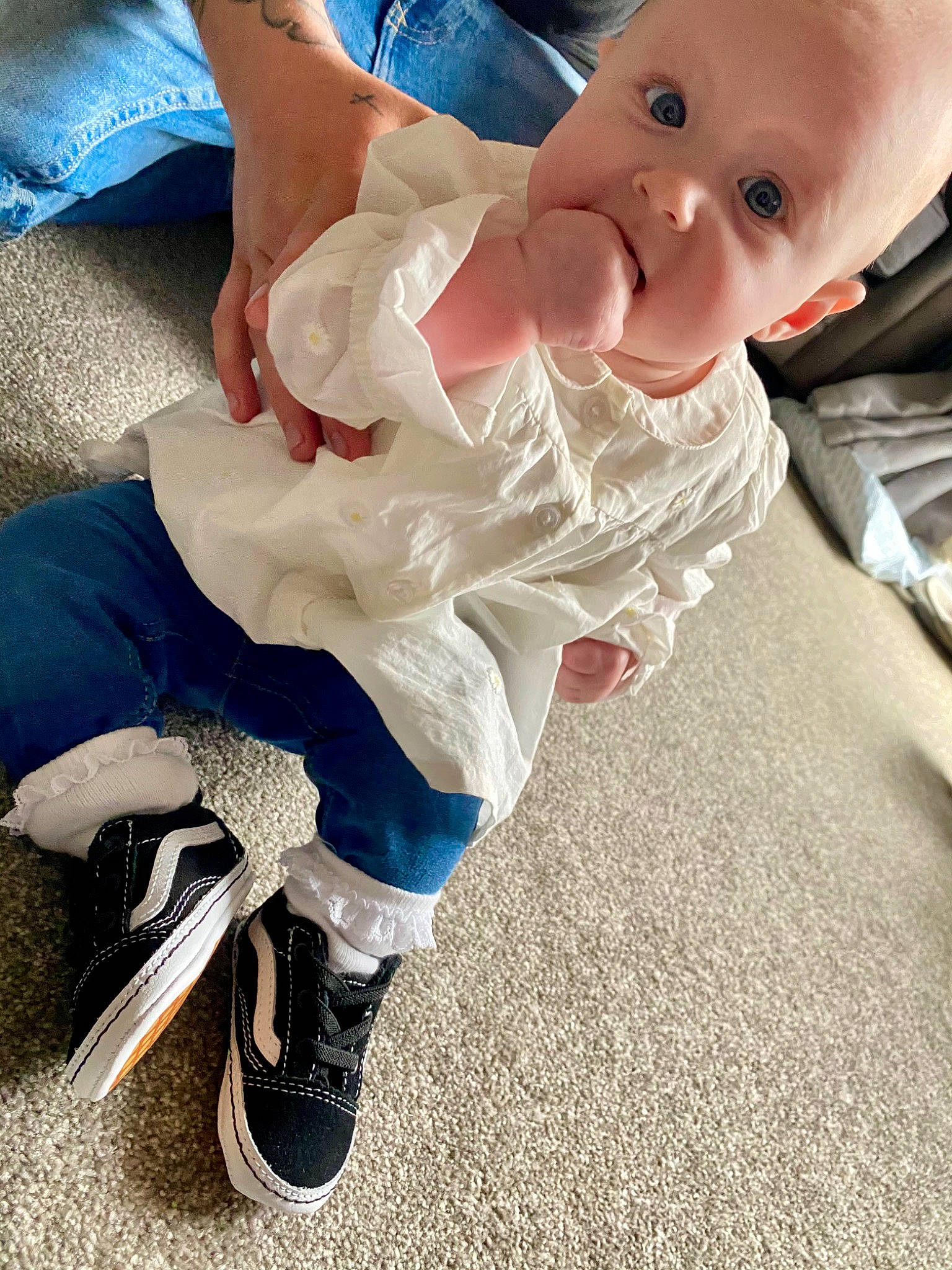 Daisy-may joined the competition — help win amazing prizes! abdomen, baby, baby_products, baby_toddler_clothing, baseball_cap, child, electric_blue, eye, fictional_character, foot, fun, happy, hat, human_leg, knee, person, personal_protective_equipment, sock, sportswear, thigh