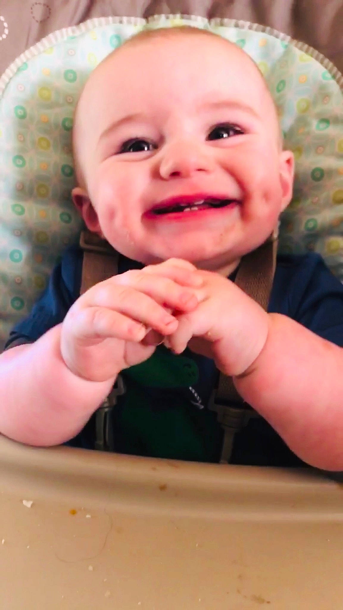 Kole is registered to the contest to win money with this photo: baby, cheek, child, chin, face, facial_expression, finger, forehead, hand, head, laugh, lip, mouth, nose, person, skin, smile, thumb, toddler
