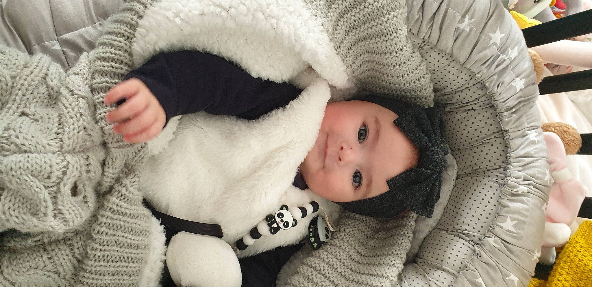 Abigaïl participe au concours pour gagner de l'argent avec cette photo : baby, cheek, child, comfort, doll, eye, eyelash, fur, headgear, linens, mammal, nose, organ, people, person, skin, textile, toy, vertebrate, wood