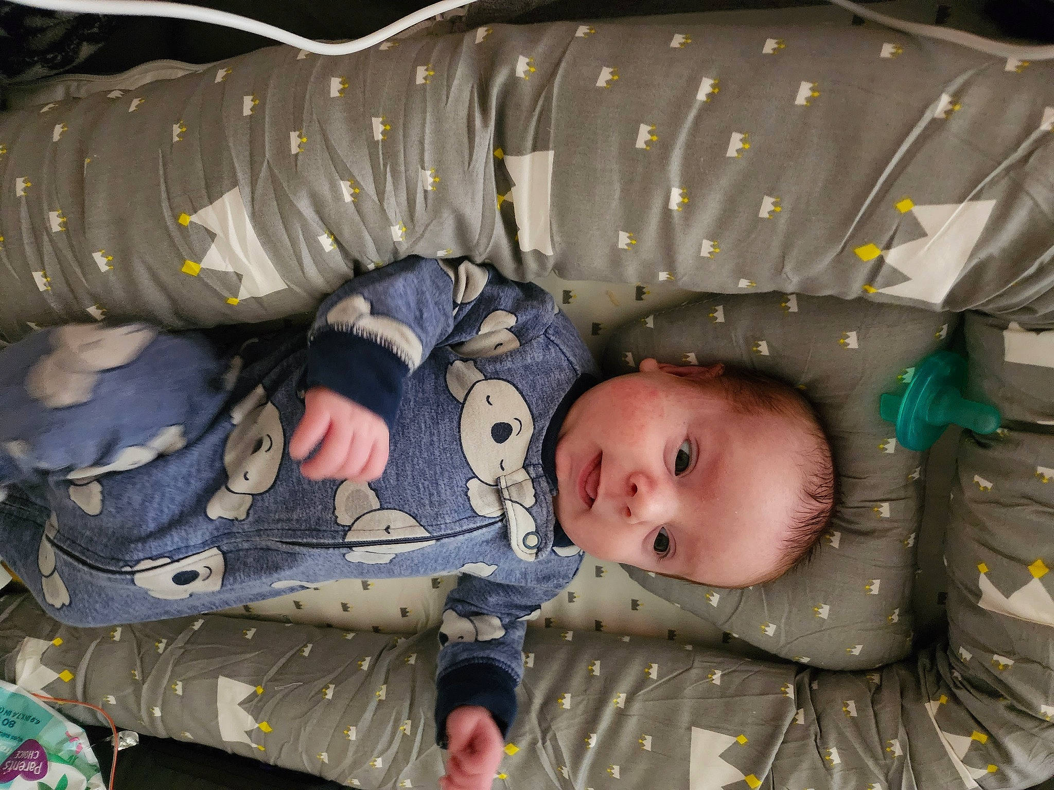 Bellamy is registered to the contest to win money with this photo: baby, baby_products, baby_safety, baby_toddler_clothing, baby_toys, child, comfort, infant_bed, linens, pattern, person, product, room, sleeve, toddler