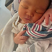Elijah is registered to the contest to win money with this photo: baby, newborn, sleeping, infant, closeup, hand, fingers, wrapped, blanket, soft, cozy, peaceful, face, portrait, skin, clothing, rest, indoor, child, person