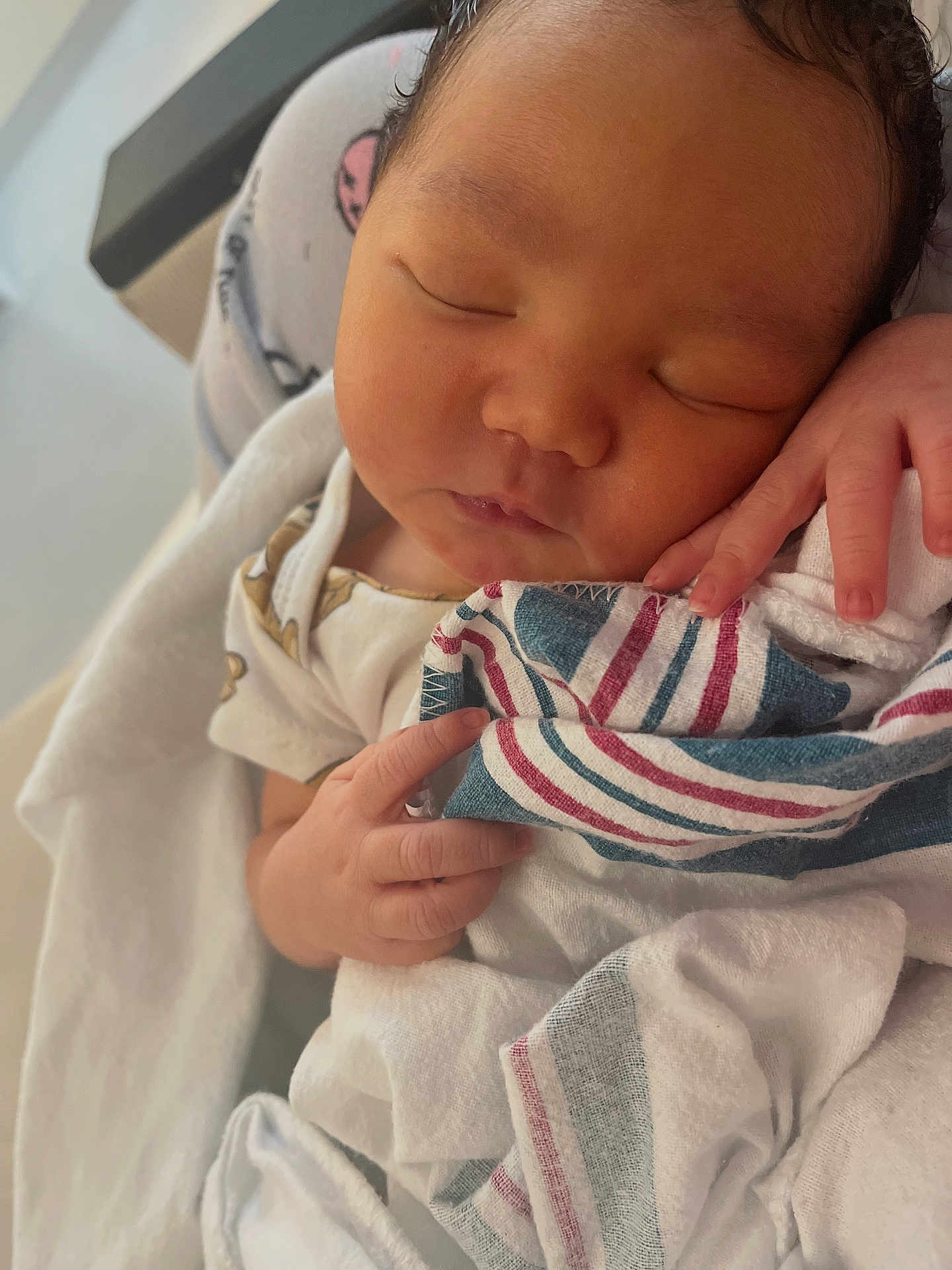 Elijah is registered to the contest to win money with this photo: baby, newborn, sleeping, infant, closeup, hand, fingers, wrapped, blanket, soft, cozy, peaceful, face, portrait, skin, clothing, rest, indoor, child, person