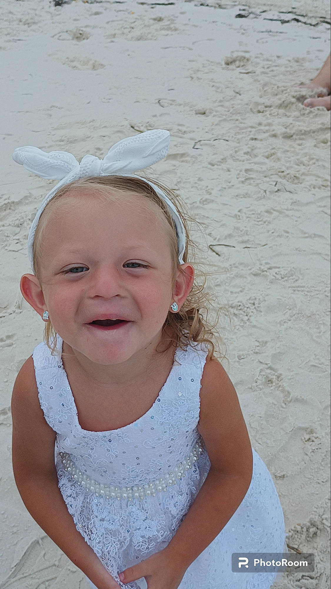 Callie joined the competition — help win amazing prizes! baby_toddler_clothing, bridal_accessory, chin, embellishment, facial_expression, fun, gesture, hair_accessory, happy, head, headband, headgear, headpiece, iris, neck, person, photograph, skin, sleeve, smile