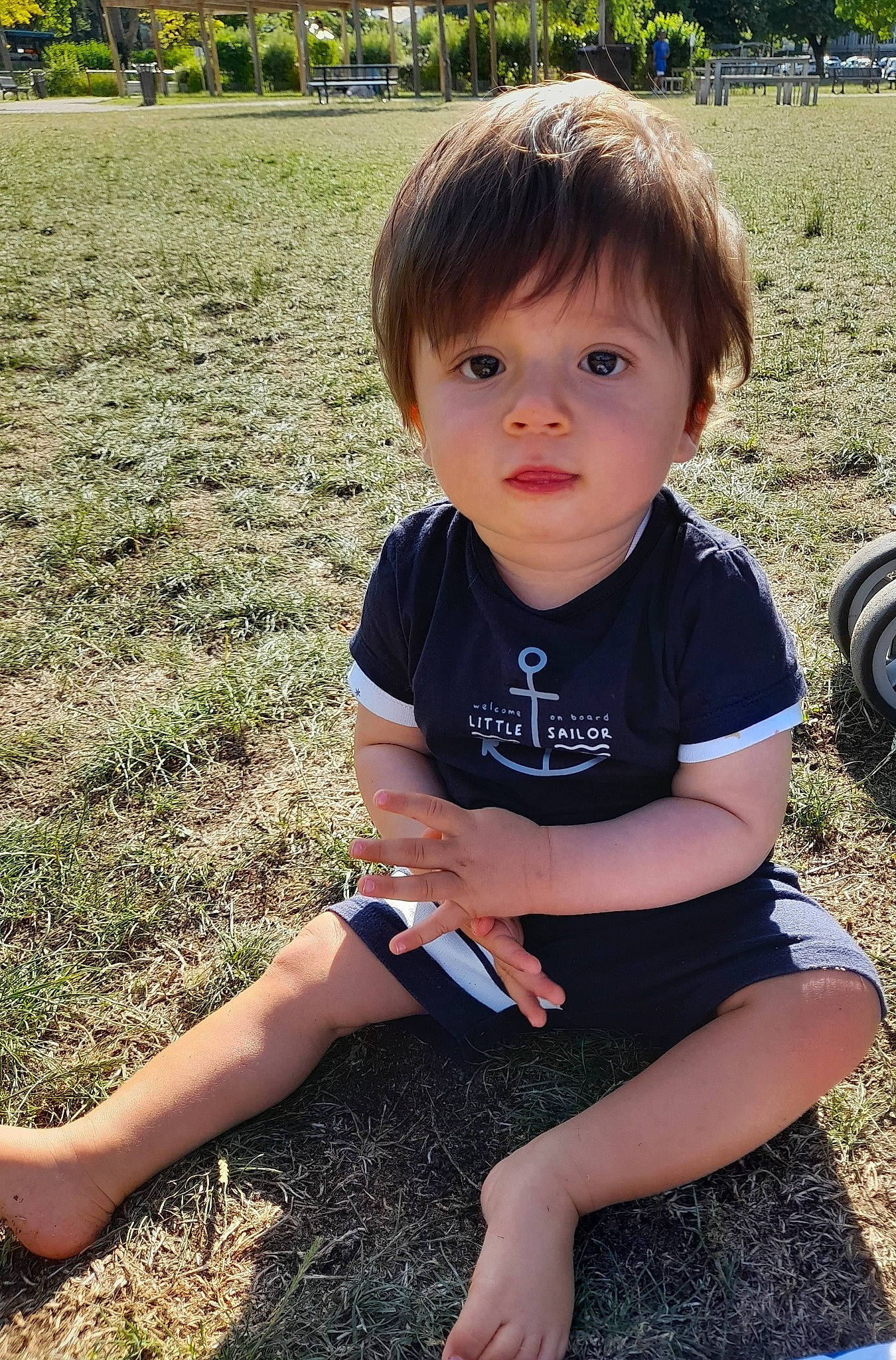 Antonin a rejoint le concours — aidez-le/la à gagner de superbes lots ! baby_toddler_clothing, cool, eye, fun, grass, hair, hairstyle, happy, head, leaf, people_in_nature, person, plant, skin, sleeve, sunlight, thigh, tire, toddler, tree
