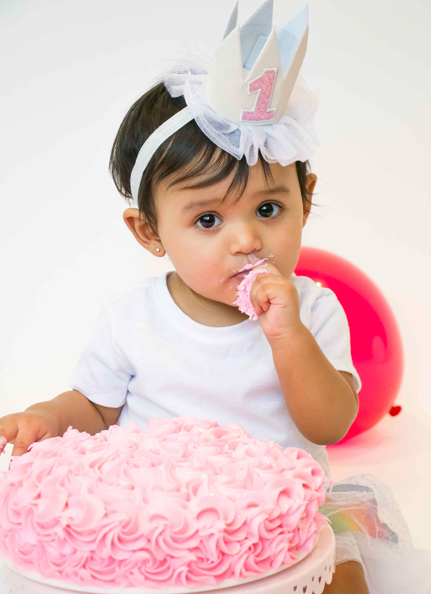 Alessandra joined the competition — help win amazing prizes! baby, baby_bloomers, baby_toddler_clothing, birthday, buttercream, cake, child, costume, costume_accessory, fashion_accessory, food, hair_accessory, headgear, headpiece, headwear, party, party_hat, person, pink, sweetness