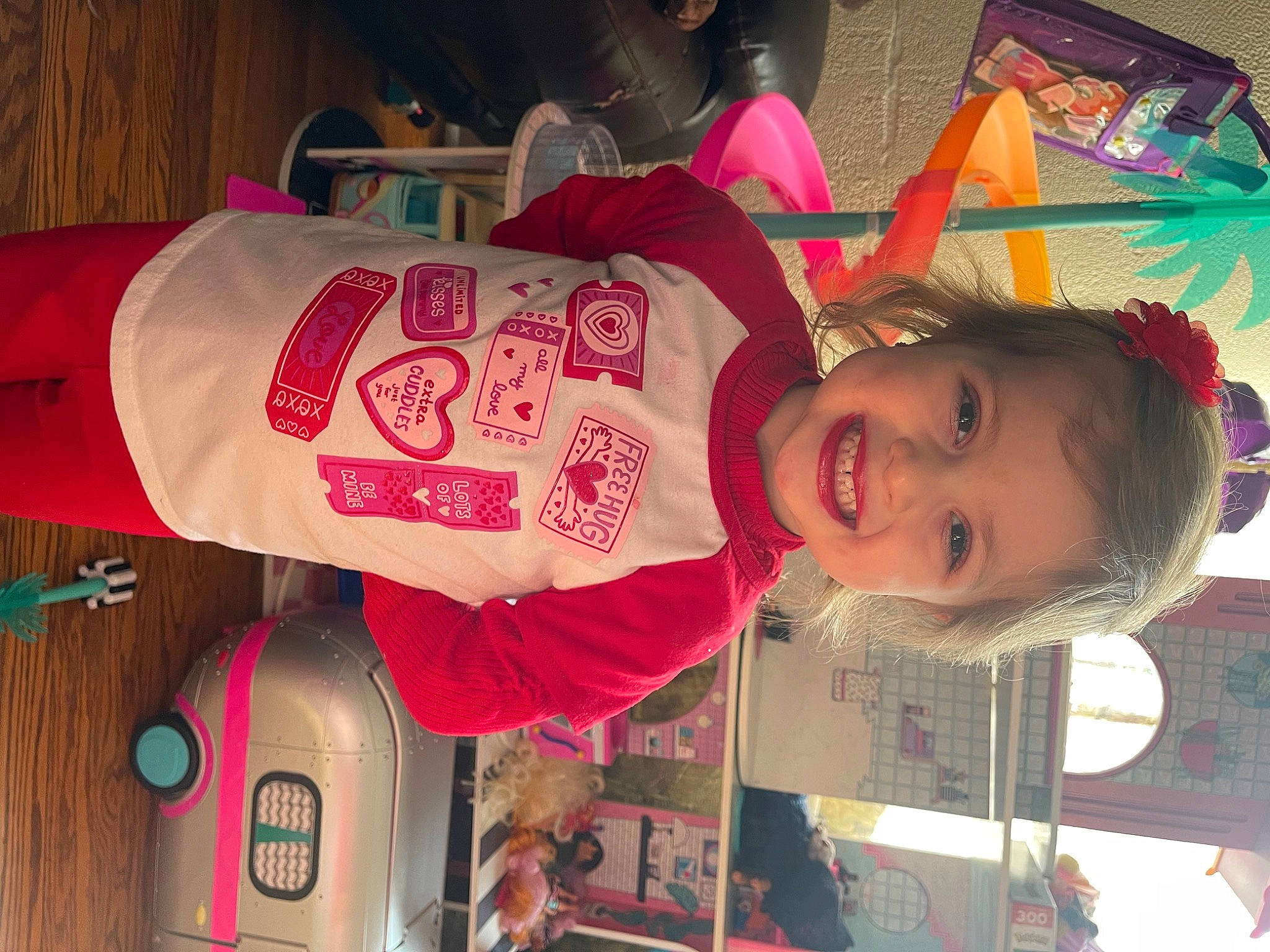Livia joined the competition — help win amazing prizes! carmine, child, event, fun, happy, joy, magenta, person, pink, room, smile, textile, toddler
