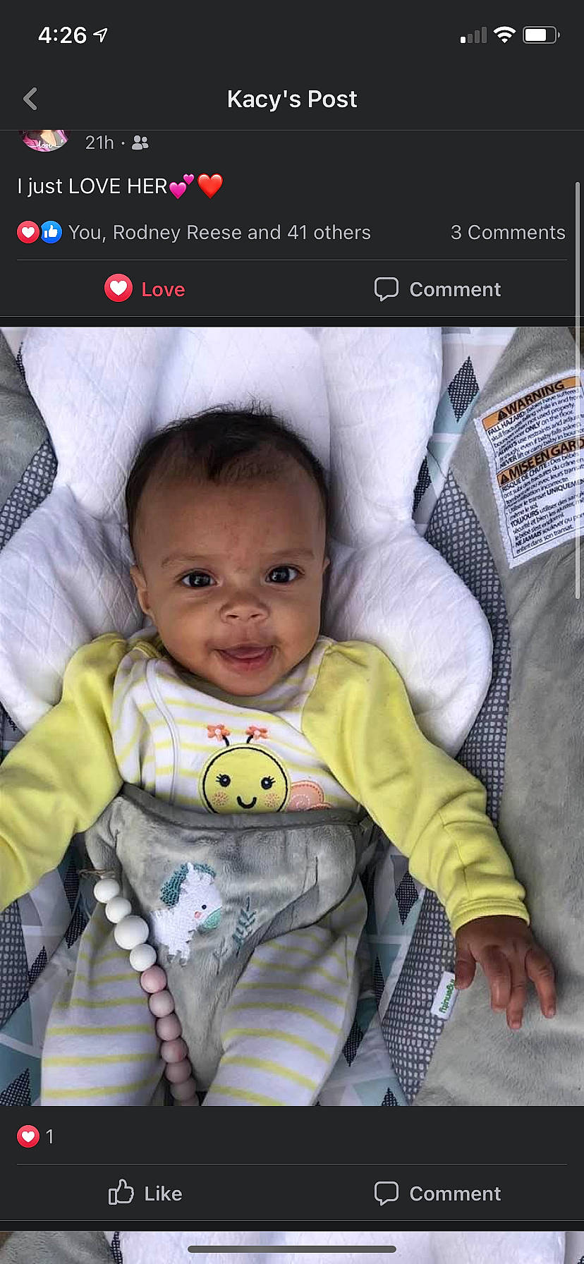 Kamilah joined the competition — help win amazing prizes! baby, baby_carriage, baby_toddler_clothing, beauty, car_seat, cheek, child, comfort, electronic_device, happy, head, mouth, nose, outerwear, people, person, photograph, product, sleeve, toddler
