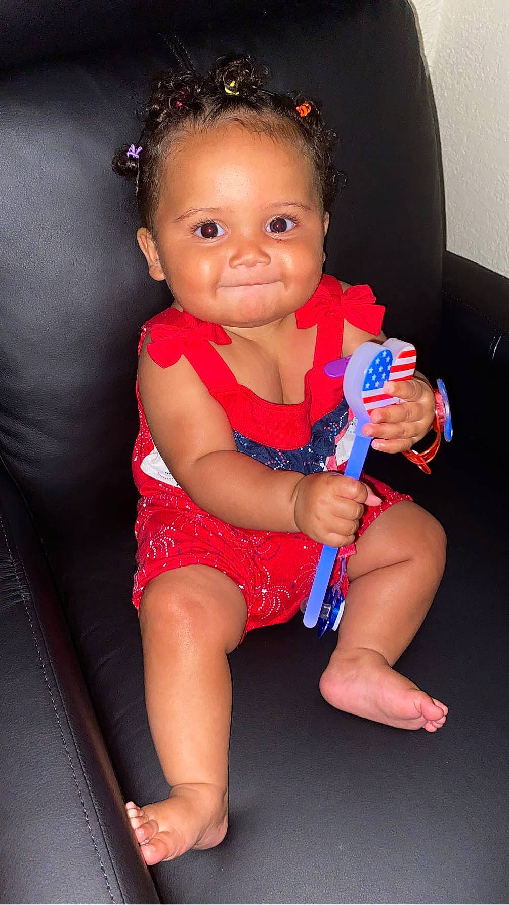 Avelina is registered to the contest to win money with this photo: baby_toddler_clothing, cheek, child, chin, dress, finger, flash_photography, fun, happy, human_leg, joy, knee, lip, magenta, nail, person, pink, red, skin, thigh