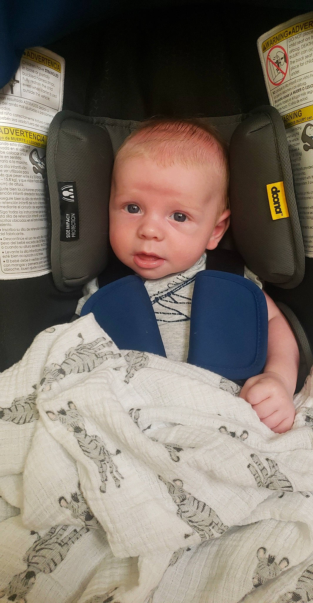 Liam is registered to the contest to win money with this photo: baby, baby_carriage, baby_in_car_seat, baby_products, baby_toddler_clothing, bag, car_seat, car_seat_cover, cheek, child, collar, comfort, dress_shirt, formal_wear, head, linens, person, sitting, sleeve, tie