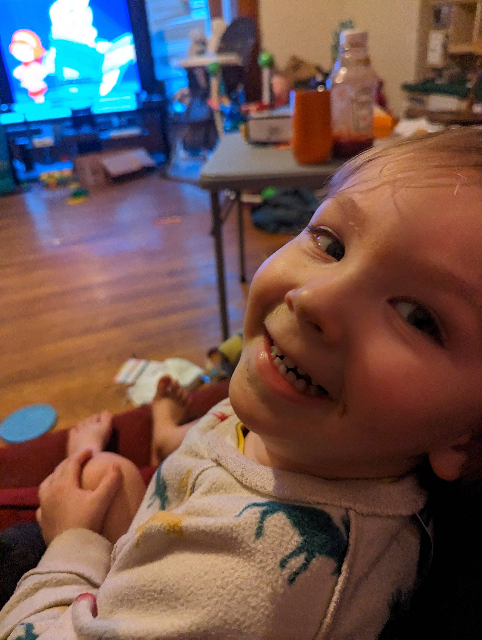 Damien joined the competition — help win amazing prizes! baby, cheek, child, comfort, ear, electronic_device, event, finger, flooring, fun, happy, iris, joy, mouth, nose, person, skin, smile, standing, television