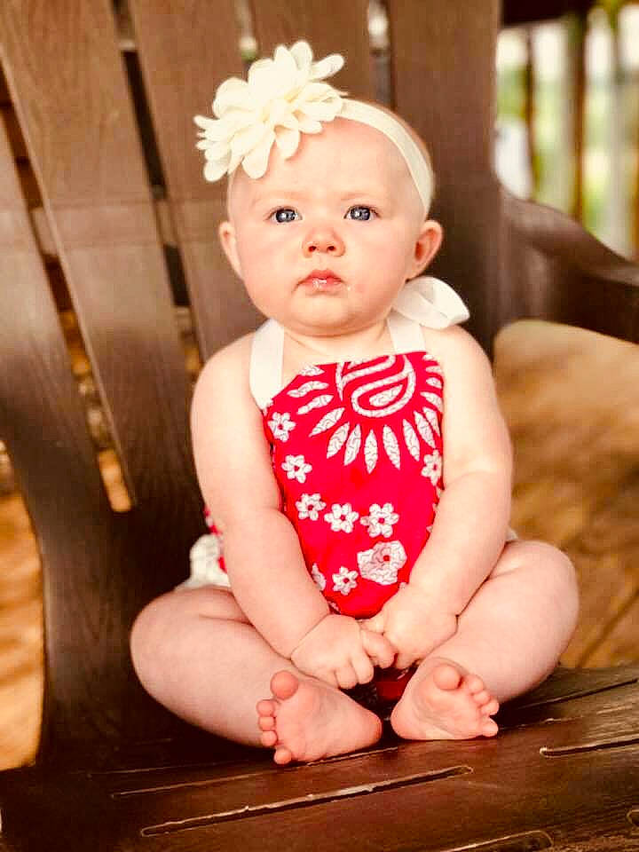 Raina is registered to the contest to win money with this photo: child, girl, hair_accessory, headband, headgear, infant, person, pink, smile, toddler