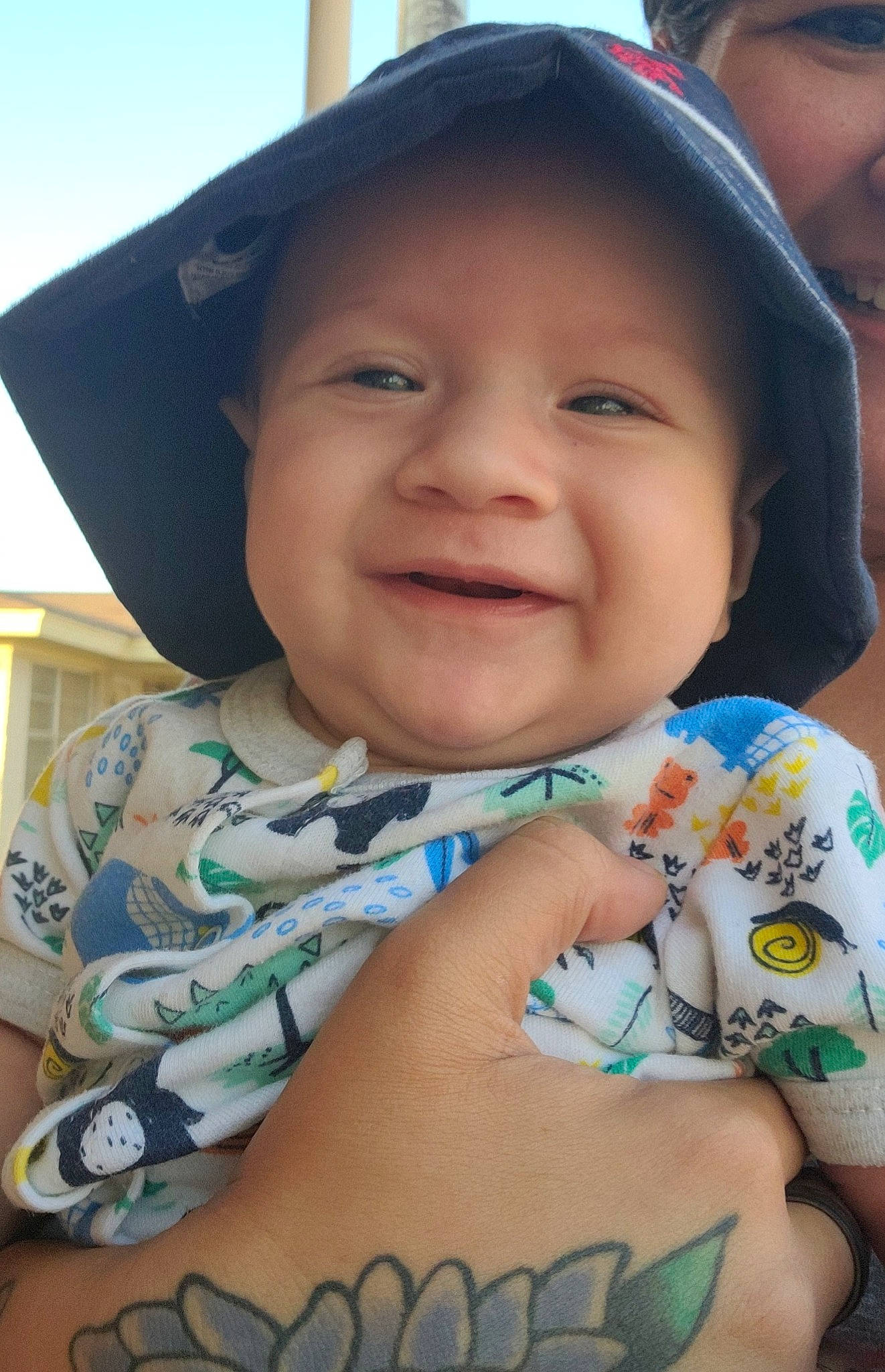 Kaeden joined the competition — help win amazing prizes! baby, baby_toddler_clothing, blue, cap, cheek, child, chin, cool, fun, happy, hat, headgear, iris, joy, lip, mouth, nose, person, pink, skin