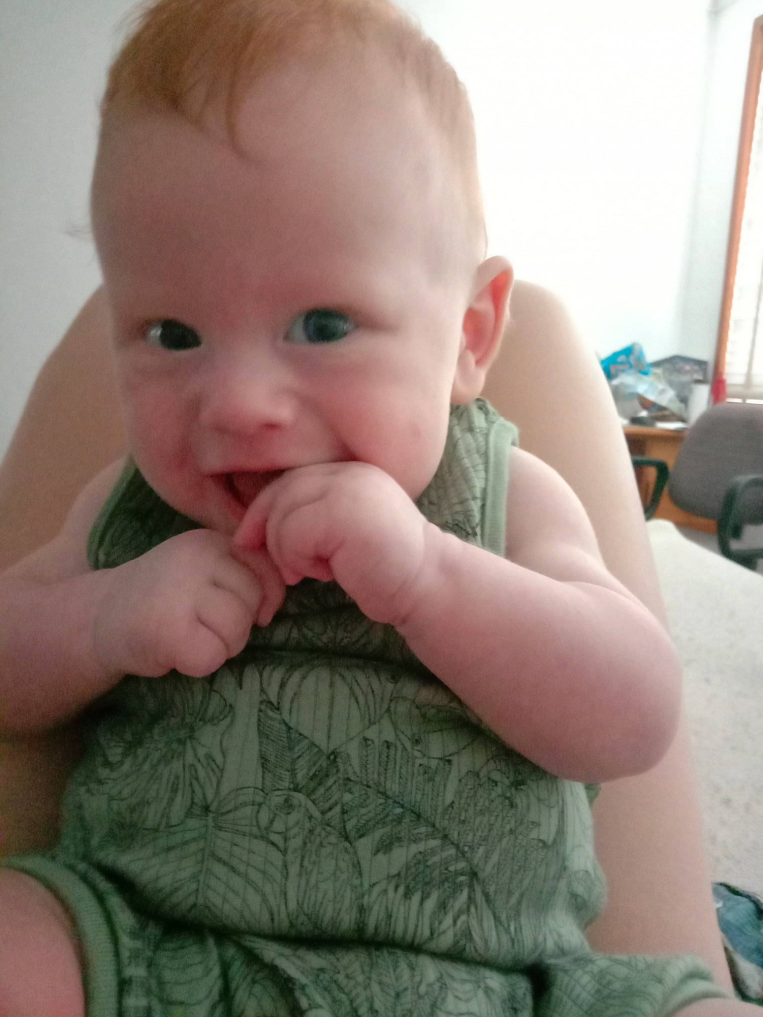 Elijah joined the competition — help win amazing prizes! baby, baby_toddler_clothing, cheek, chin, eye, facial_expression, finger, gesture, hairstyle, hand, head, iris, lip, mouth, neck, nose, person, skin, sleeve, standing