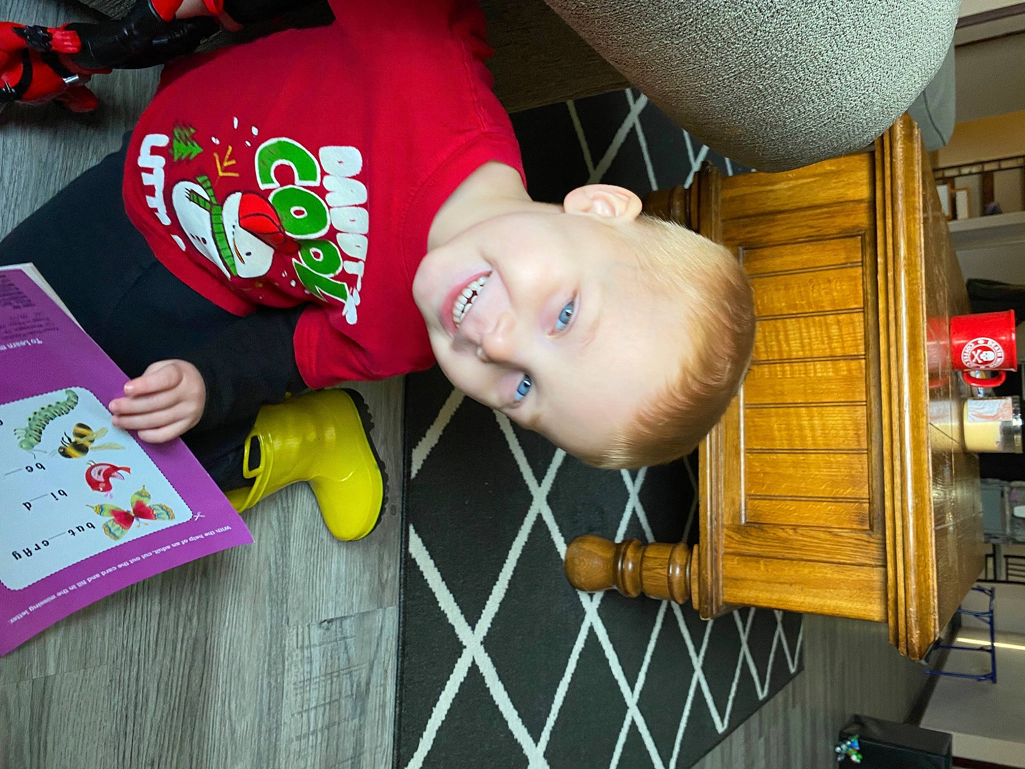 Cameron is registered to the contest to win money with this photo: baby, baby_products, baby_toddler_clothing, baby_toys, carmine, child, fun, happy, joy, nose, person, play, product, room, sleeve, smile, snapshot, toddler, toy, wood