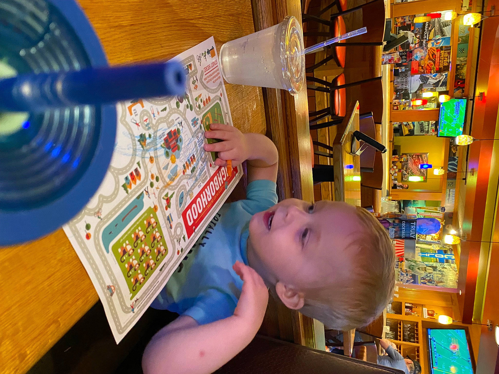 Cameron joined the competition — help win amazing prizes! baby, child, circle, collection, fun, games, leisure, machine, mechanical_fan, person, play, publication, retail, room, shelf, shelving, space, toddler, toy, visual_arts