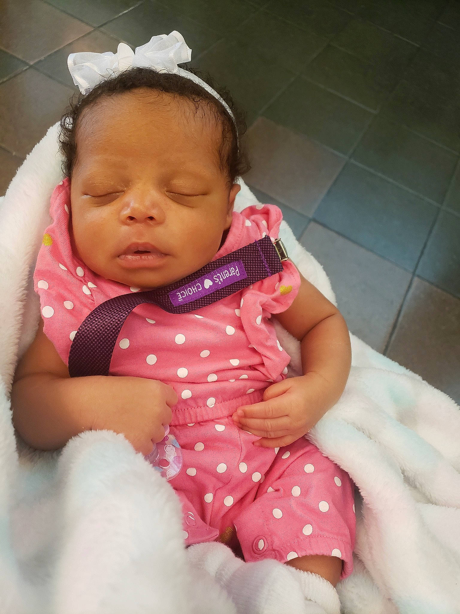 Hayden joined the competition — help win amazing prizes! baby, baby_products, baby_toddler_clothing, cheek, child, hair_accessory, head, headband, headgear, lip, person, pink, skin, toddler