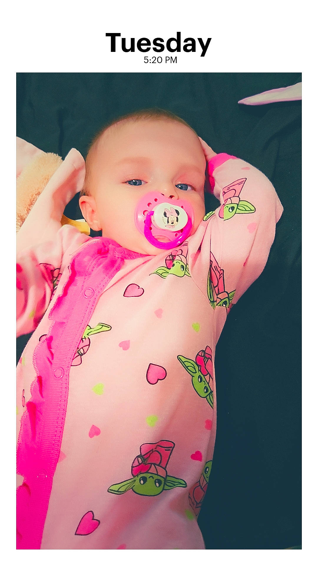 Lorelai is registered to the contest to win money with this photo: arm, baby, baby_toddler_clothing, beauty, cheek, dress, eyelash, finger, gesture, hand, happy, lip, magenta, mouth, neck, nose, person, pink, skin, sleeve