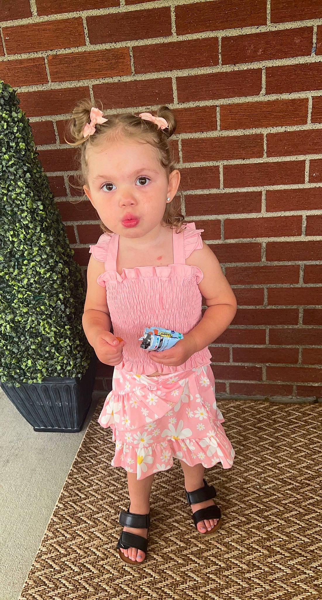 Nova joined the competition — help win amazing prizes! baby_toddler_clothing, child, clothing, day_dress, dress, eye, face, footwear, hair, happy, head, iris, magenta, one_piece_garment, pattern, person, pink, shoulder, sleeve, textile