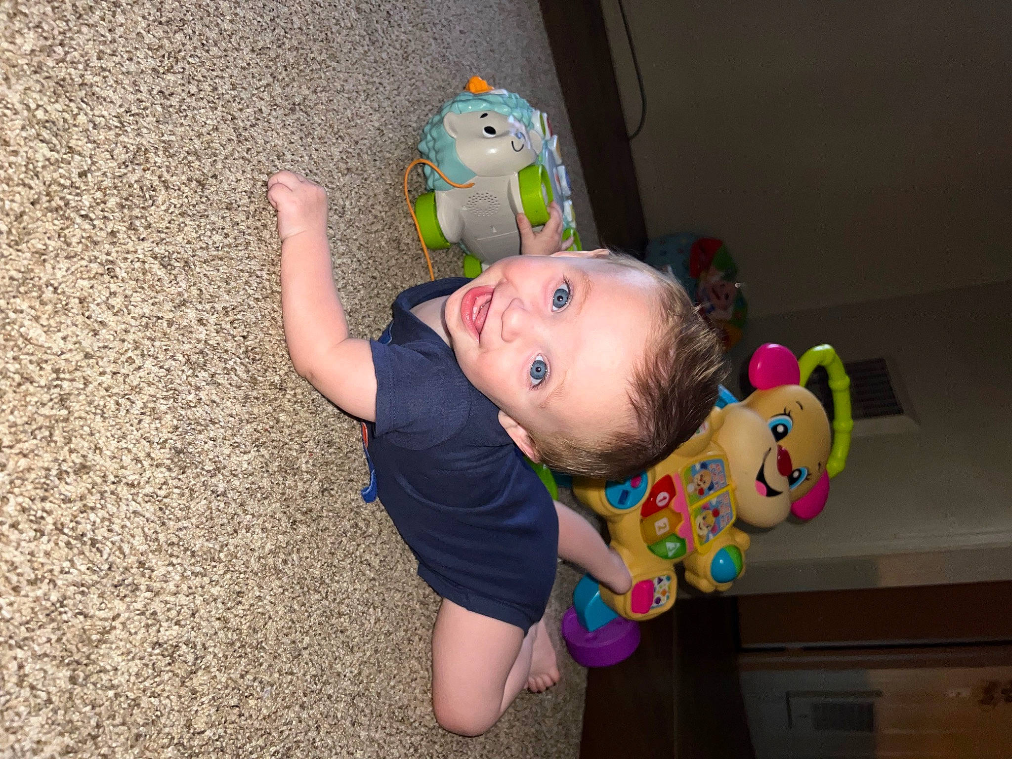 Corbin joined the competition — help win amazing prizes! baby, baby_laughing, baby_products, baby_toddler_clothing, baby_toys, cheek, child, eye, flooring, fun, happy, joy, party, person, play, room, sitting, skin, smile, toddler