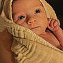 Gracelynn is registered to the contest to win money with this photo: baby, child, closeup, cute, expression, eyes, face, hand, head, indoors, infant, newborn, person, portrait, resting, skin, soft, towel, warm, wrapped