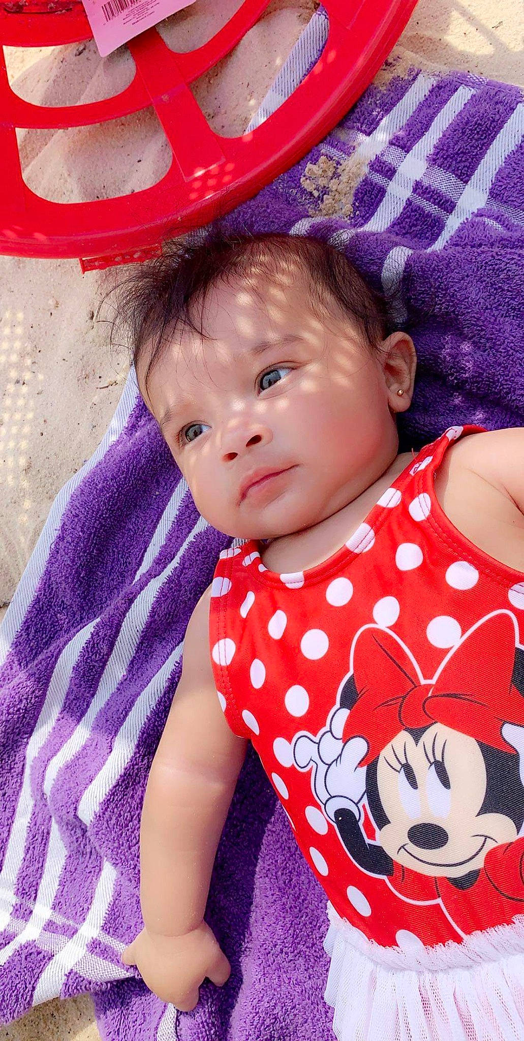 Kassia is registered to the contest to win money with this photo: baby, beauty, cheek, child, design, face, fun, head, lip, magenta, neck, nose, pattern, person, pink, play, product, red, skin, textile