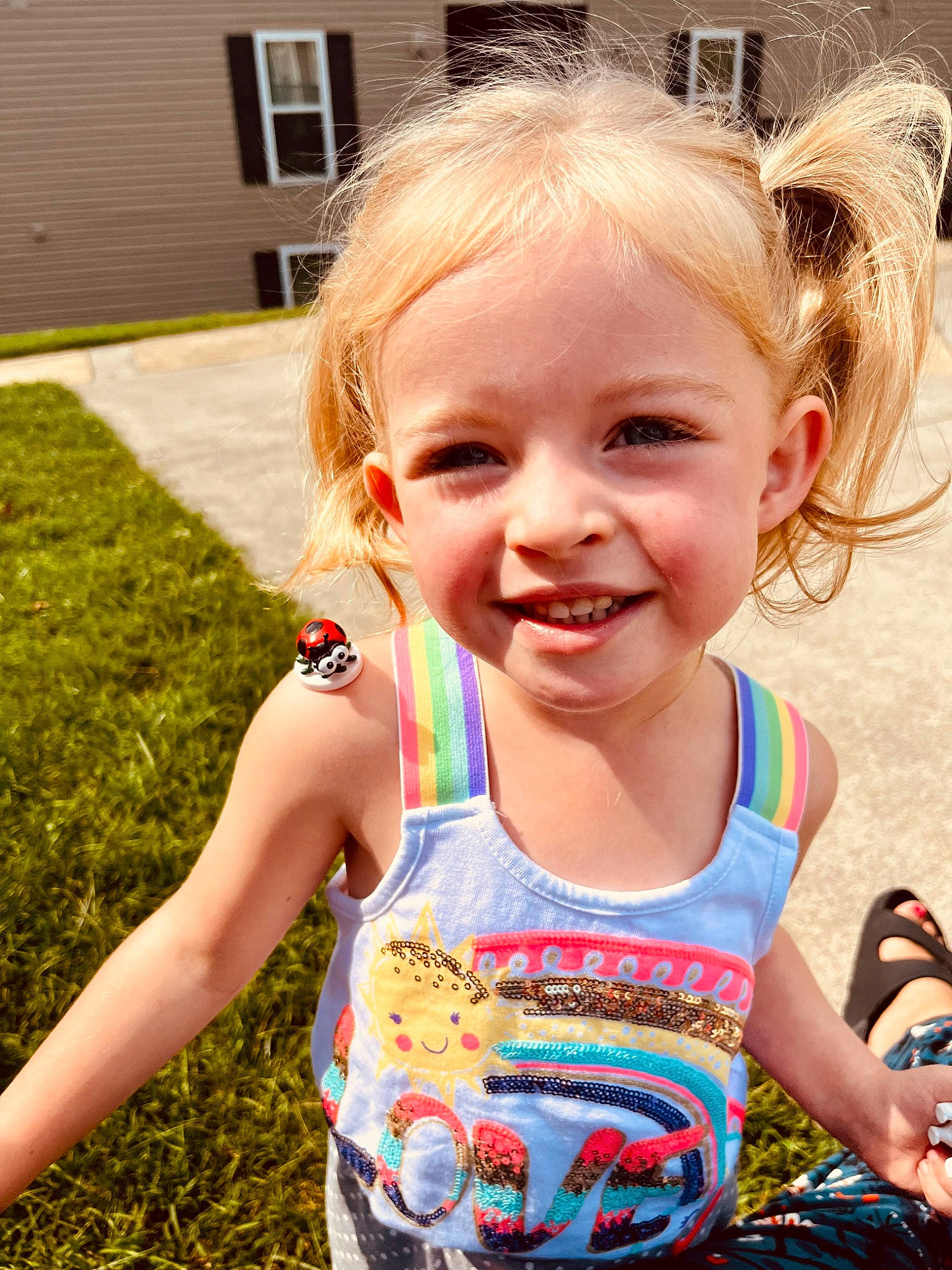 Adalyn joined the competition — help win amazing prizes! active_tank, baby, baby_toddler_clothing, blond, child, eye, fun, grass, hairstyle, happy, iris, joy, people_in_nature, person, plant, recreation, skin, sleeveless_shirt, smile, summer