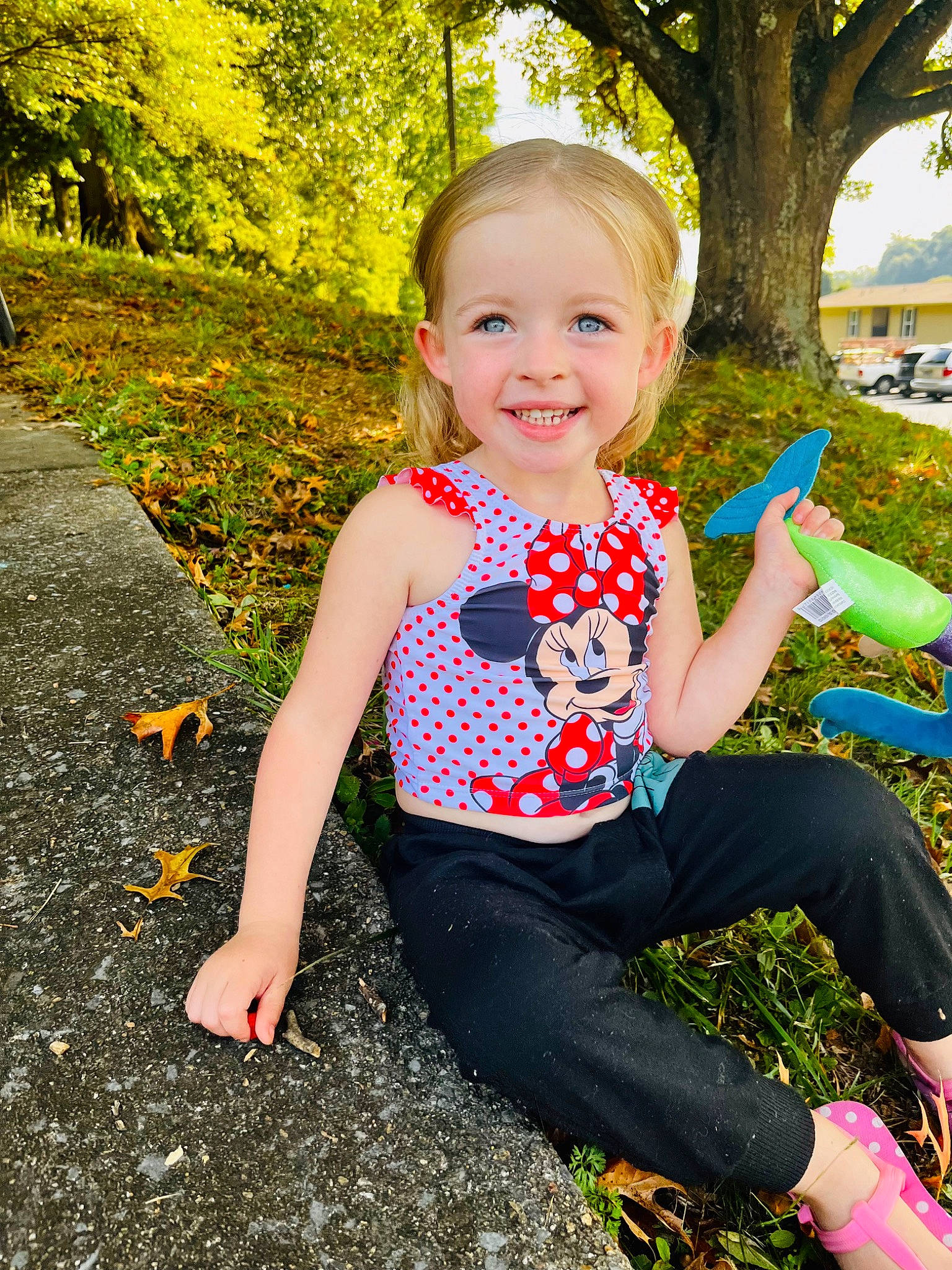 Adalyn is registered to the contest to win money with this photo: baby_toddler_clothing, botany, electric_blue, eye, fun, grass, green, happy, head, jeans, joy, leisure, people_in_nature, person, plant, sleeve, smile, t_shirt, tints_and_shades, toddler