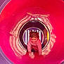 child, toddler, curly_hair, pink_tunnel, purple_tunnel, playground, crawling, colorful, indoor_play_area, exploration, cute, young_child, play, fun, cute_expression, plastic_tunnel, active, small_child, casual_clothing, adventure