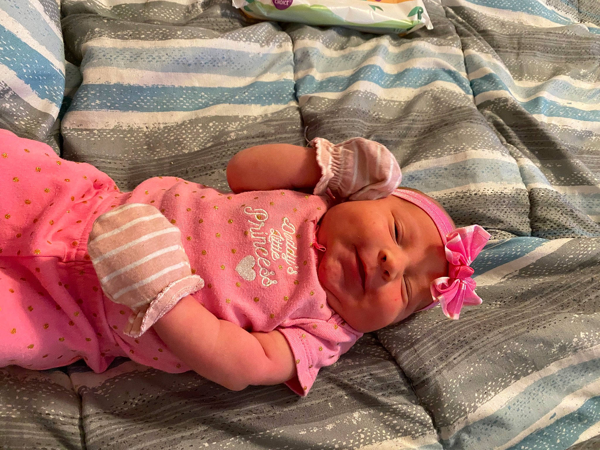 Lakota joined the competition — help win amazing prizes! baby, baby_products, baby_sleeping, baby_toddler_clothing, cheek, child, comfort, eye, grass, head, headwear, human_body, linens, mammal, pattern, person, pink, sitting, sleeve, textile