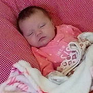 Rilynn joined the competition — help win amazing prizes! baby, sleeping, blanket, pink_clothing, infant, resting, soft_texture, face, peaceful, child, indoors, cute, newborn, cozy, wrapped, portrait, toddler, head, closed_eyes, comfort