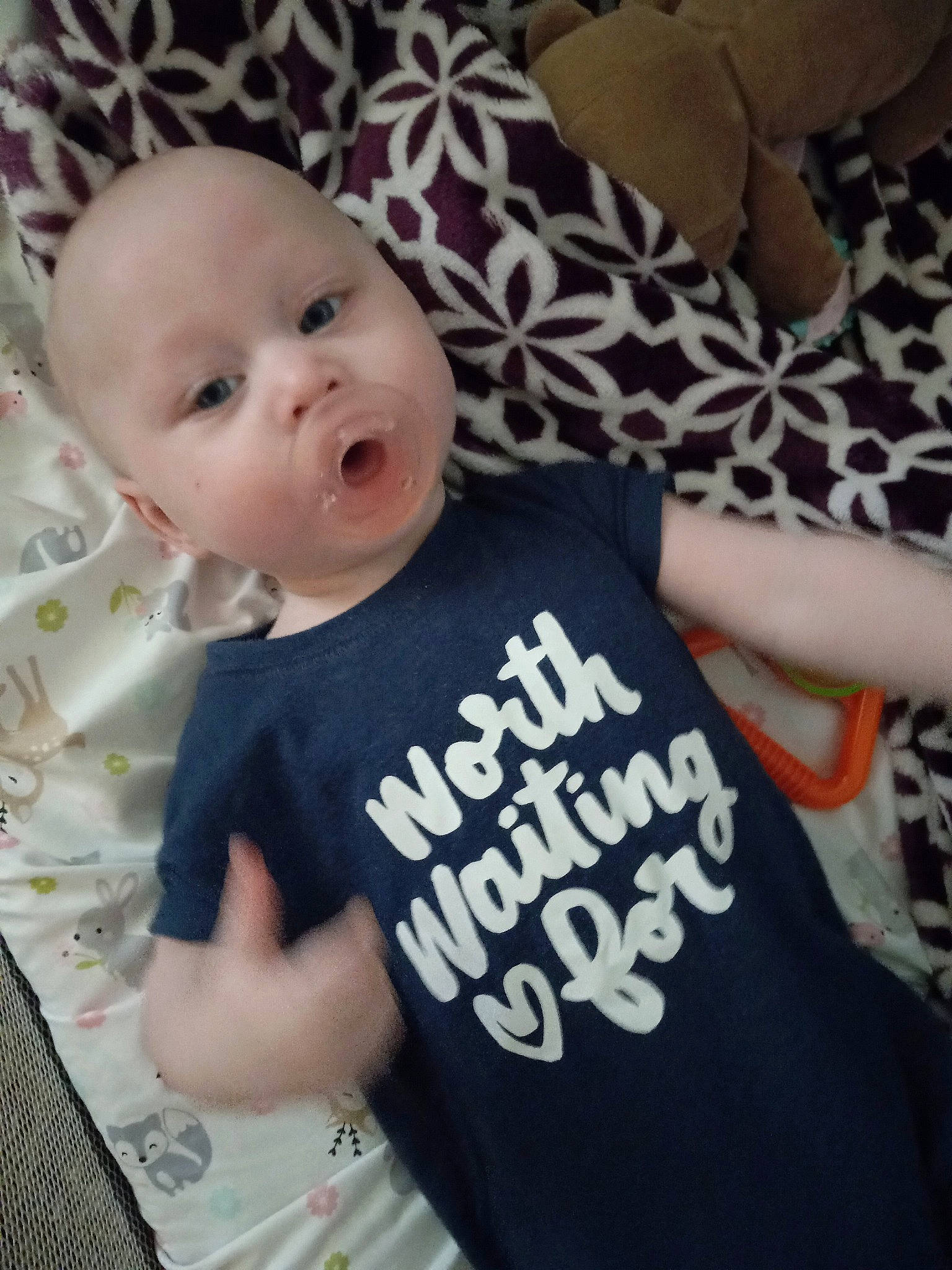 Ana joined the competition — help win amazing prizes! arm, baby, baby_toddler_clothing, child, comfort, cool, elbow, finger, happy, human_body, linens, neck, pattern, person, product, sitting, skin, sleeve, surprise, t_shirt