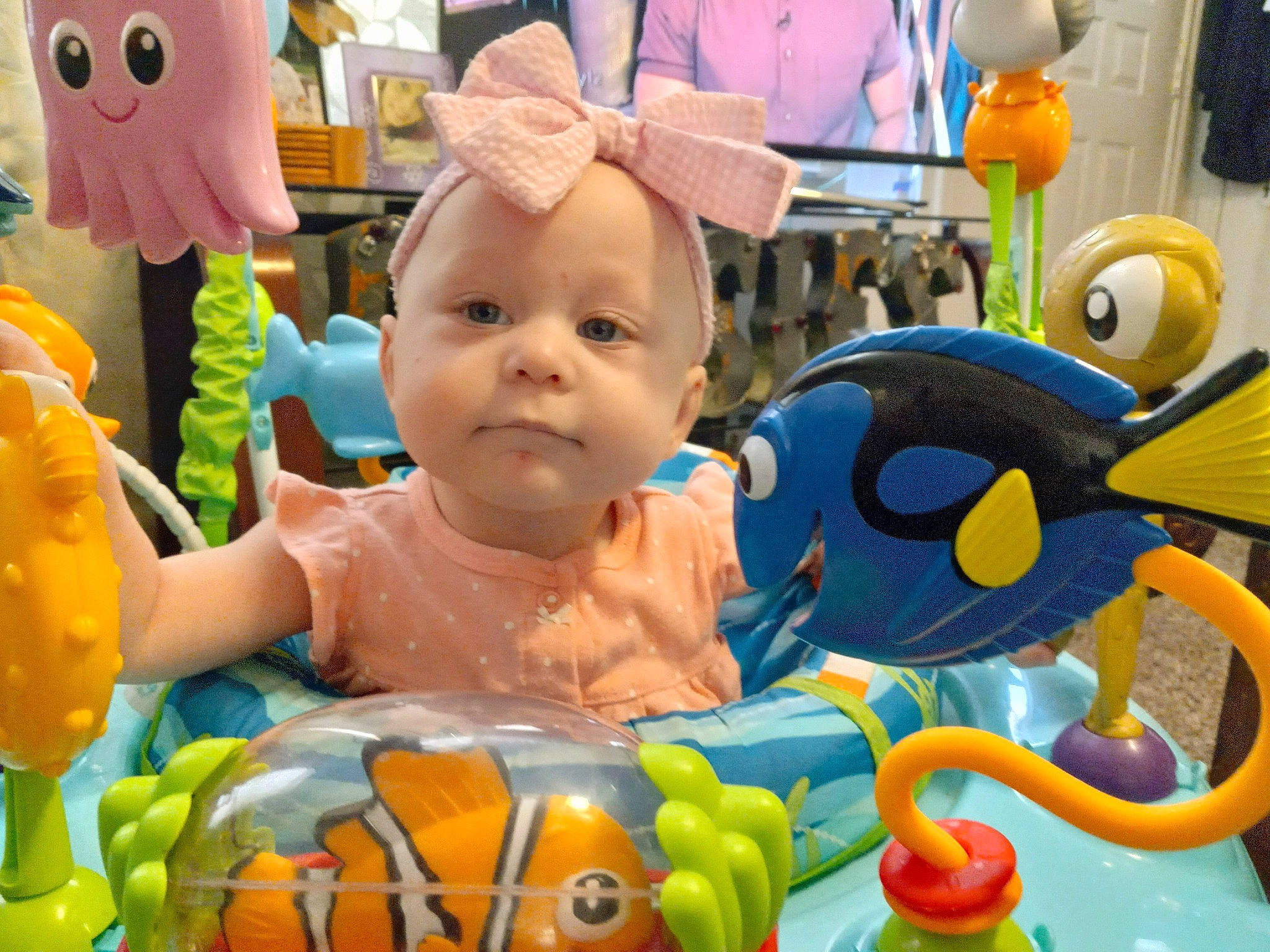 Ana is registered to the contest to win money with this photo: baby, baby_products, blue, child, event, facial_expression, fun, happy, hat, leisure, mammal, organ, person, photograph, product, snapshot, stuffed_toy, textile, toddler, toy