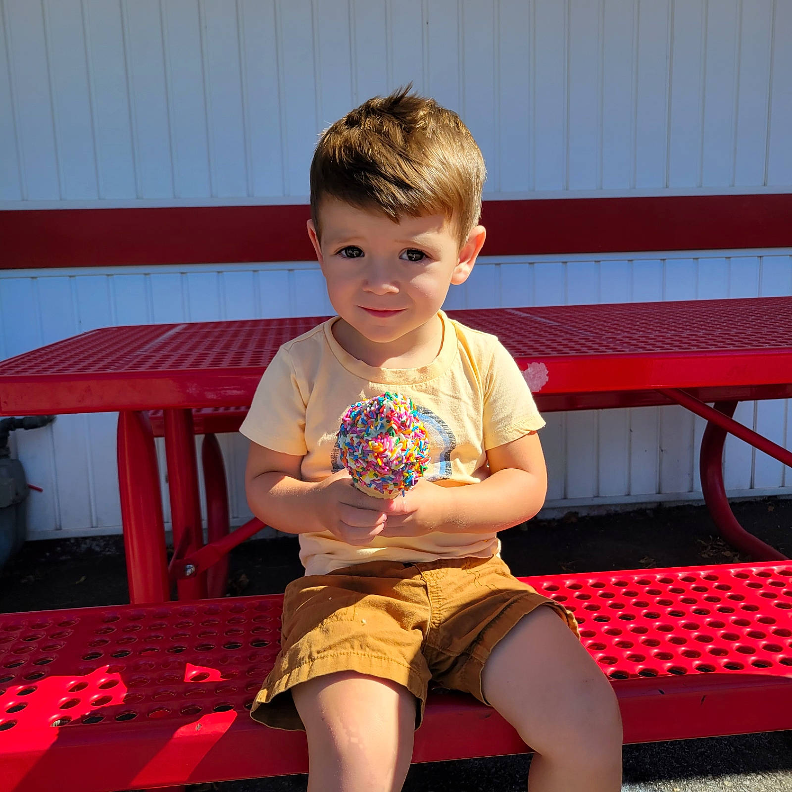 Roman joined the competition — help win amazing prizes! baby_toddler_clothing, child, electric_blue, event, flooring, fun, happy, human_leg, joy, knee, lap, leisure, outdoor_furniture, person, red, shorts, sitting, sleeve, standing, t_shirt