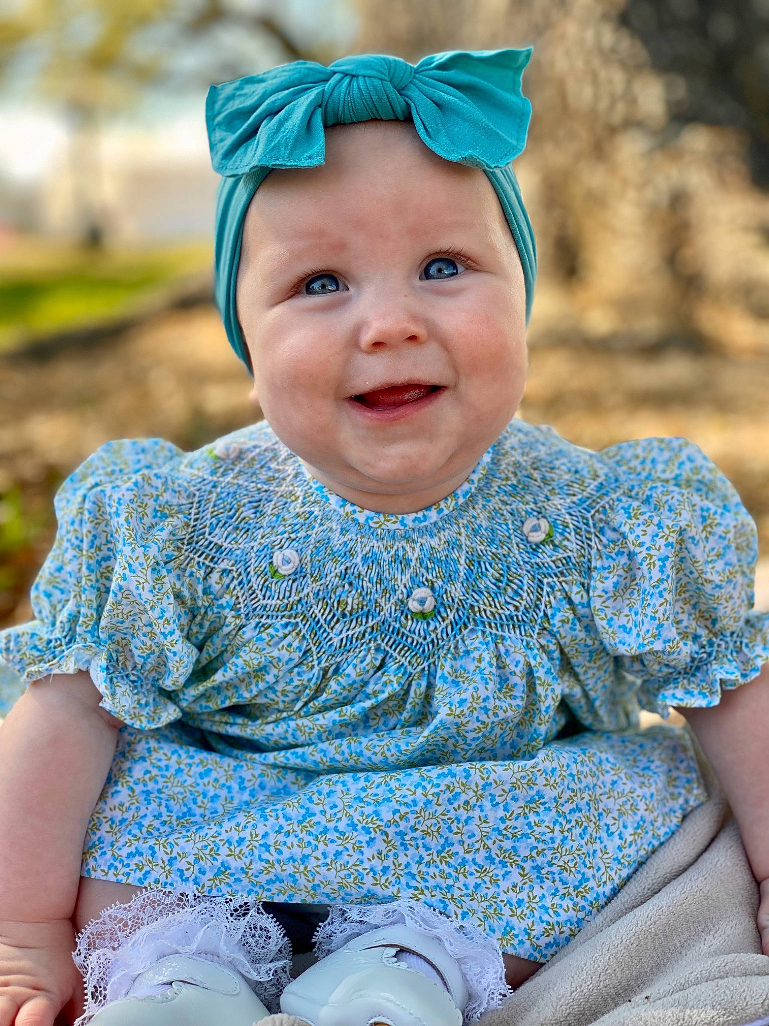 Adaline joined the competition — help win amazing prizes! aqua, azure, baby, baby_toddler_clothing, blue, cool, eye, face, grass, happy, head, headgear, headwear, iris, joy, person, pink, purple, skin, sleeve