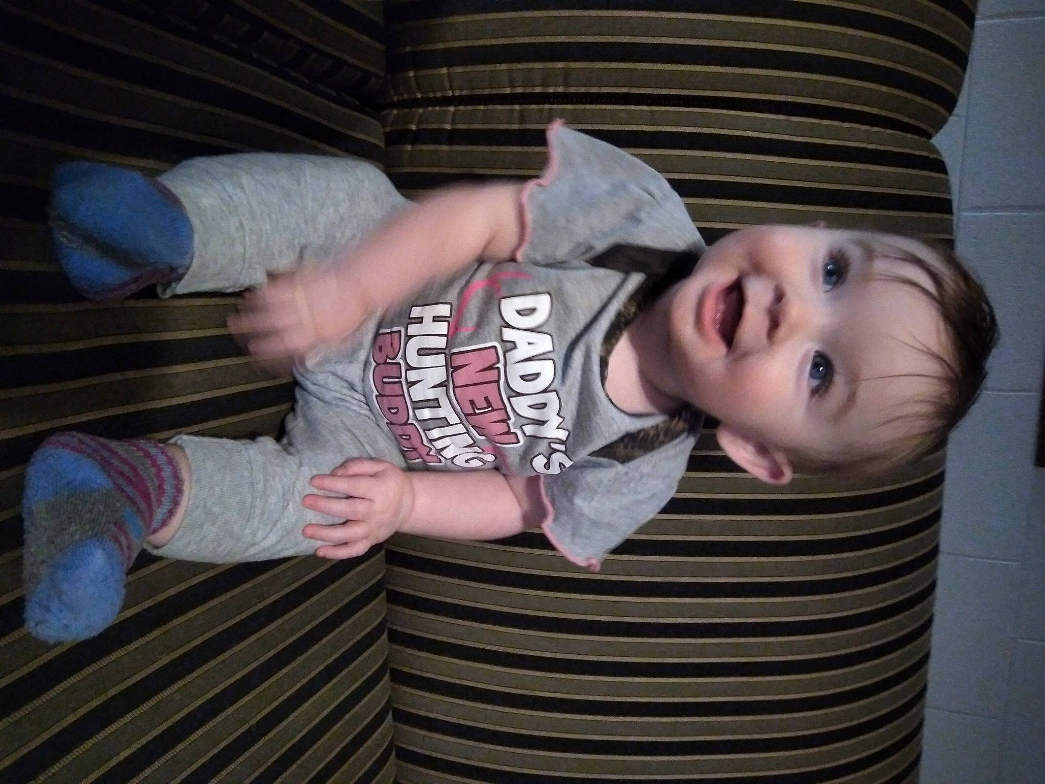 Layla is registered to the contest to win money with this photo: baby, baby_toddler_clothing, cheek, child, comfort, elbow, fun, happy, hat, pattern, person, plaid, portrait_photography, sitting, sleeve, smile, sun_hat, t_shirt, thumb, toddler