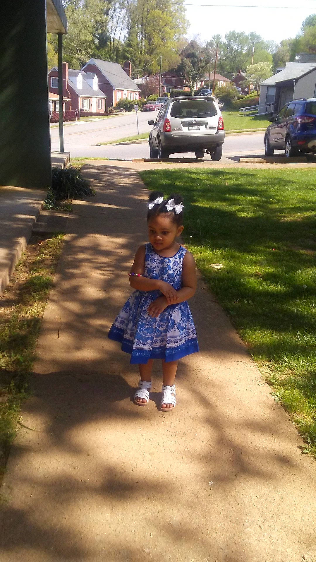 Kalia Dillard joined the competition — help win amazing prizes! child, day, fun, girl, grass, lawn, pattern, person, plant, play, public_space, recreation, standing, toddler, tree, vacation, walking