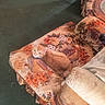 animal, blanket, carpet, cat, cozy, curious, cushions, feline, floral, furniture, home, indoors, living_room, lounging, orange_cat, ottoman, pet, portrait, relaxed, sitting