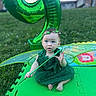 Amalia joined the competition — help win amazing prizes! baby, backyard, balloon, birthday, blue_eyes, child, costume, fairy, fantasy, grass, green_dress, headband, outdoor, play_mat, portrait, sitting, smiling, wand, waving, wings