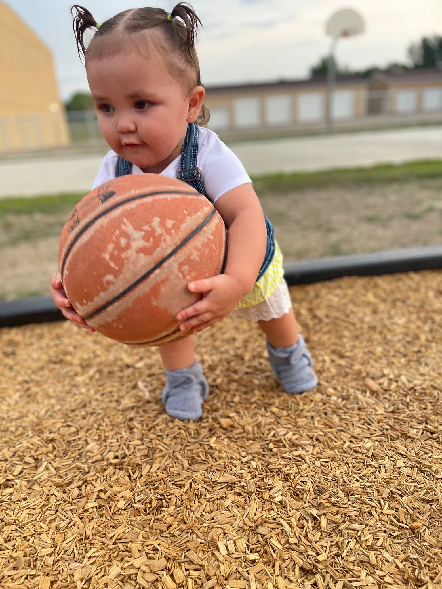 Acelyn joined the competition — help win amazing prizes! arm, ball, ball_game, basketball, football, fun, grass, happy, leisure, people_in_nature, person, player, playing_sports, playing_with_kids, shorts, sky, soccer_ball, sports, sports_equipment, team_sport