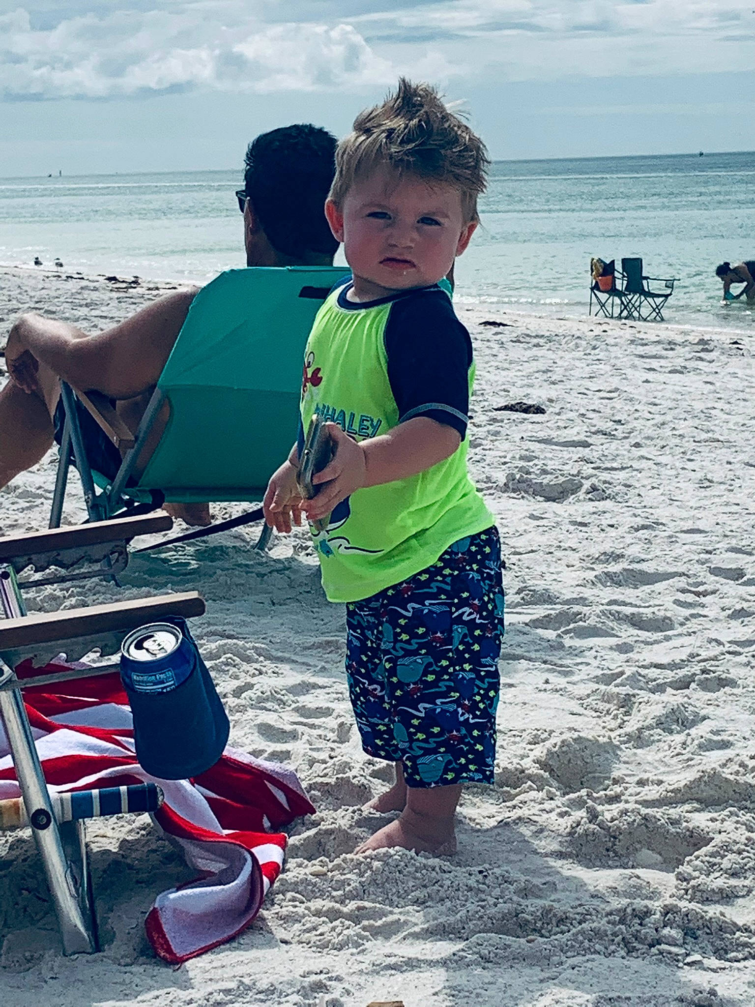 Cecil is registered to the contest to win money with this photo: azure, beach, cloud, coastal_and_oceanic_landforms, fun, happy, horizon, leisure, morning, people, people_in_nature, people_on_beach, person, recreation, sand, shorts, sky, summer, toddler, travel