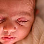 baby, close_up, sleeping, face, newborn, infant, skin, eyelashes, blanket, soft, peaceful, portrait, cute, head, resting, delicate, warm, knitted, cozy, calm