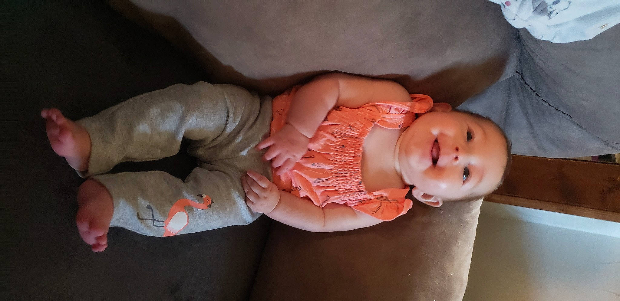 Gabriella joined the competition — help win amazing prizes! baby, baby_toddler_clothing, cheek, comfort, eye, face, finger, hand, head, human_body, iris, joint, leg, lip, mouth, muscle, person, pink, skin, stomach