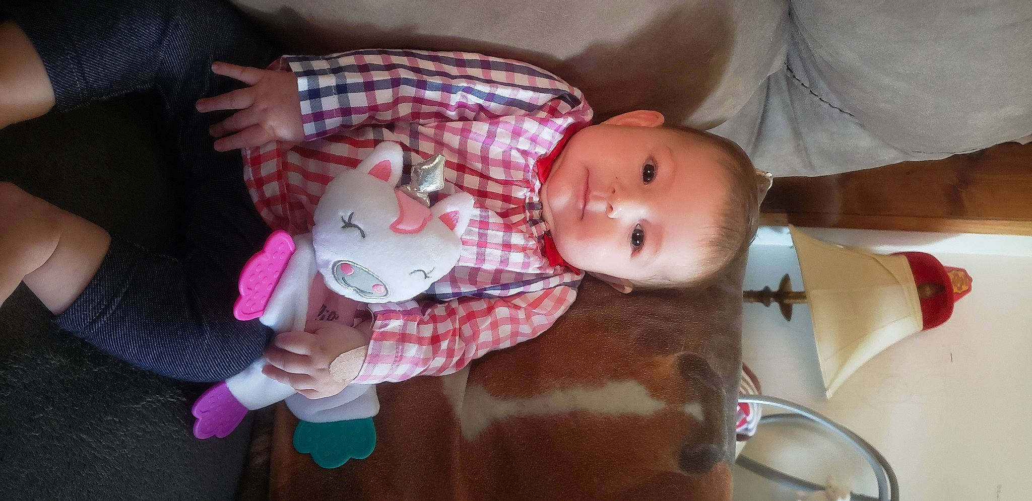 Gabriella joined the competition — help win amazing prizes! baby, baby_products, baby_toddler_clothing, cheek, child, comfort, finger, hand, head, human_body, lip, mammal, mouth, pattern, person, product, room, skin, sleeve, toddler