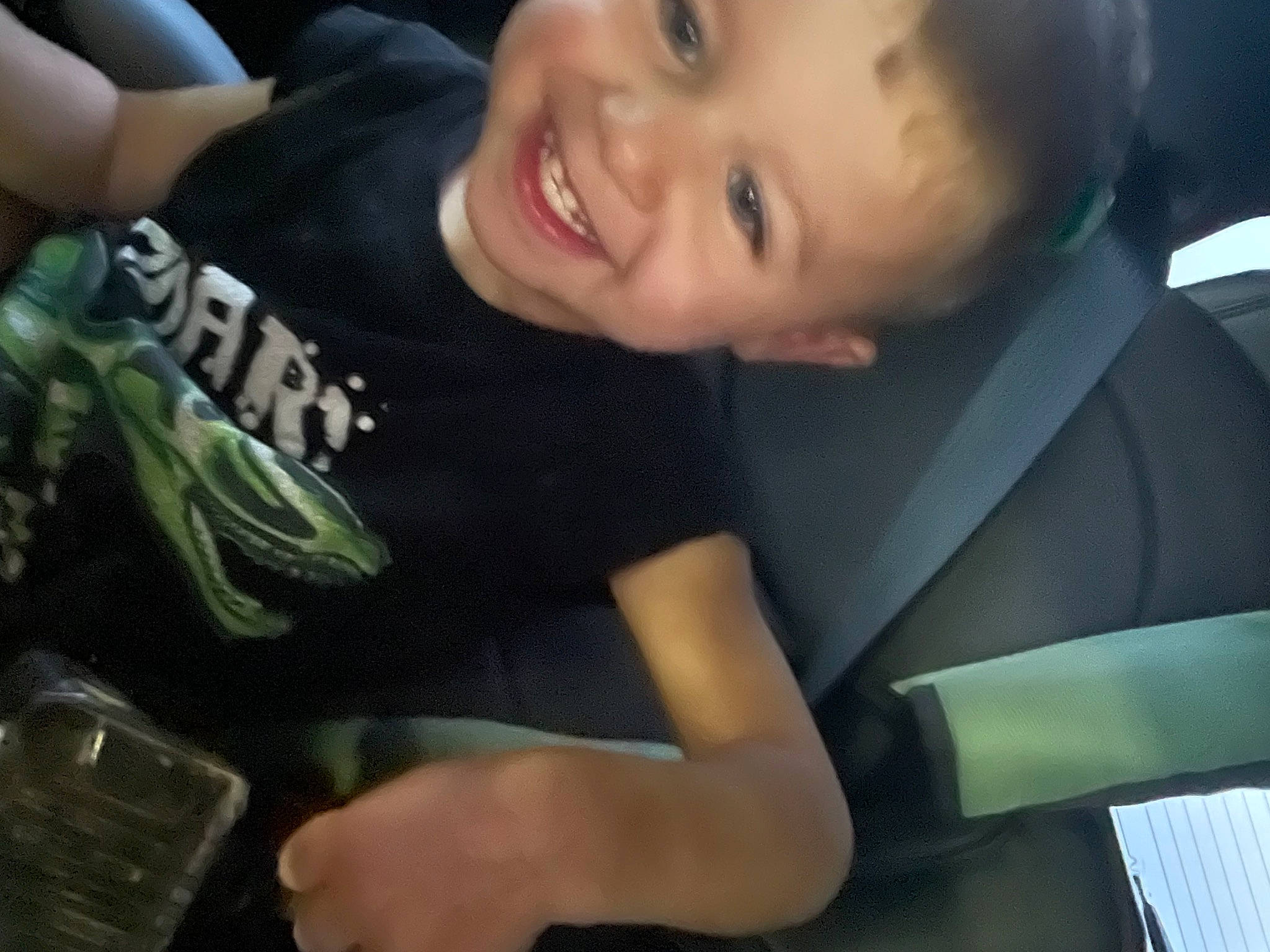 Noah joined the competition — help win amazing prizes! baby, car_seat, car_seat_cover, chest, child, elbow, fun, happy, human, human_body, joy, mouth, organ, person, sitting, sleeve, smile, snapshot, t_shirt, thumb