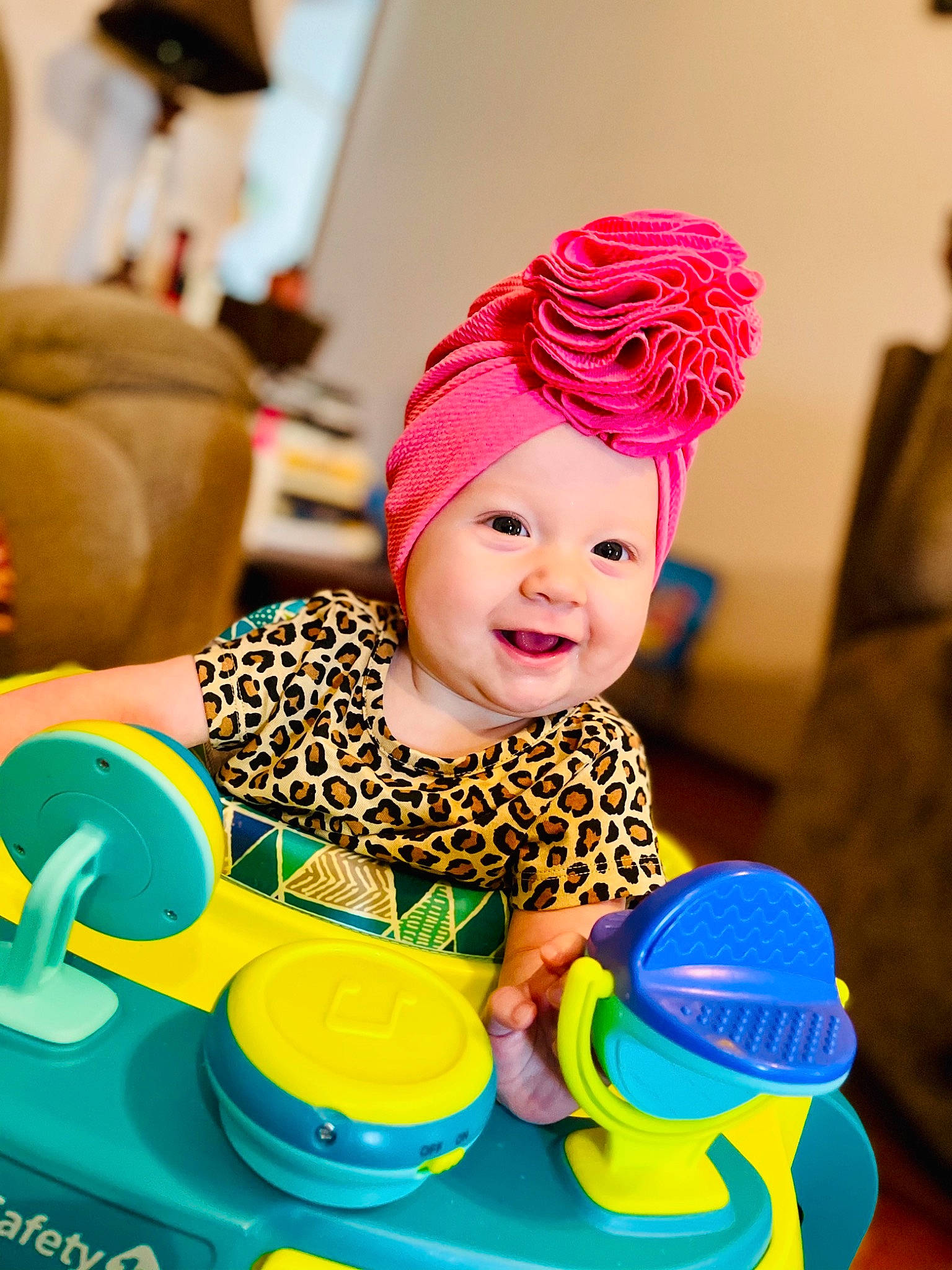 Ayla joined the competition — help win amazing prizes! baby, baby_playing_with_toys, baby_products, baby_toddler_clothing, baby_toys, child, costume_accessory, hair_accessory, hair_coloring, happy, headgear, headwear, laugh, magenta, person, plastic, play, playing_with_kids, toddler, turban