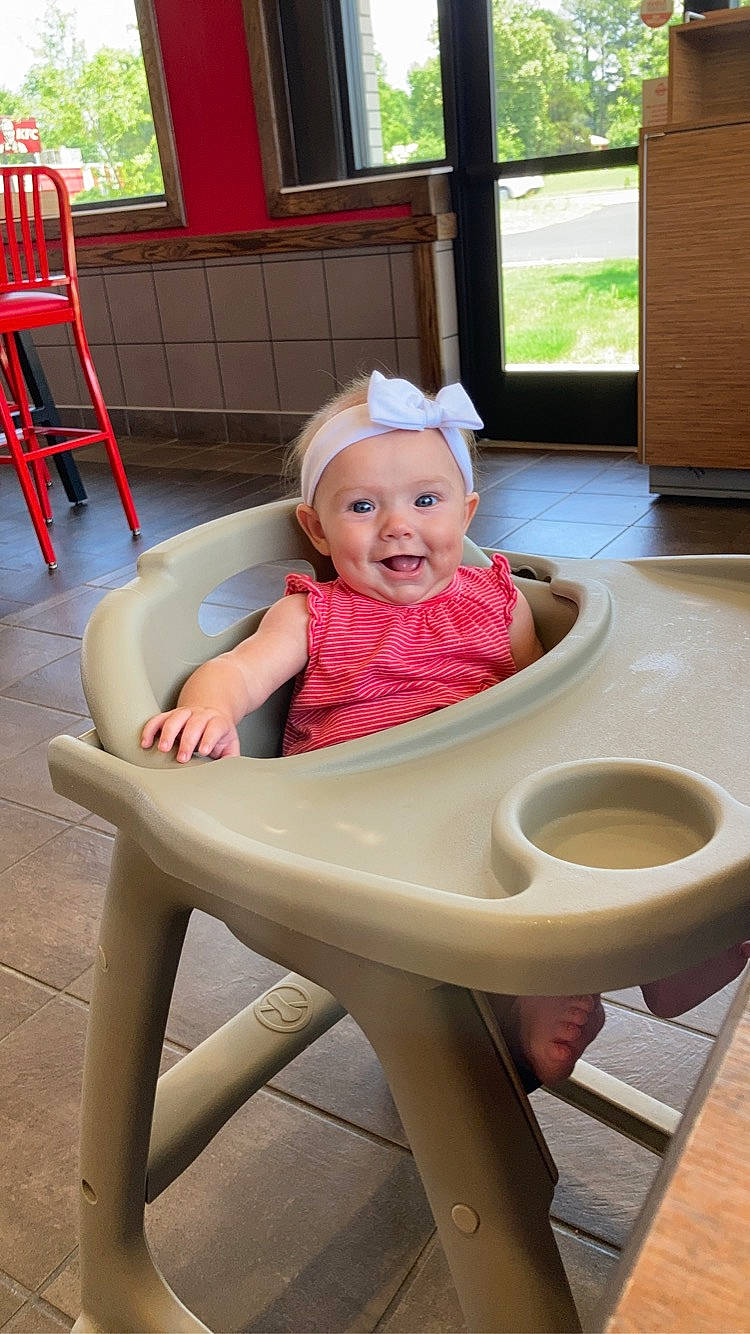 Kadlynne joined the competition — help win amazing prizes! baby, baby_toddler_clothing, chair, child, comfort, eye, face, flooring, fun, furniture, head, headwear, joy, leisure, person, plumbing_fixture, sitting, smile, thigh, toddler